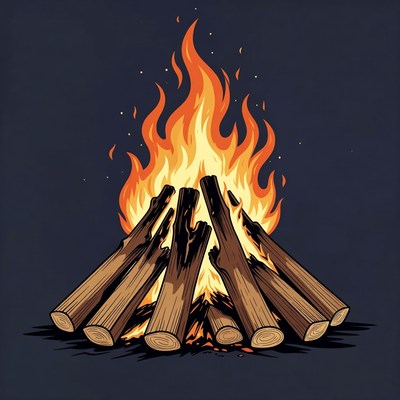Burning Campfire Illustration