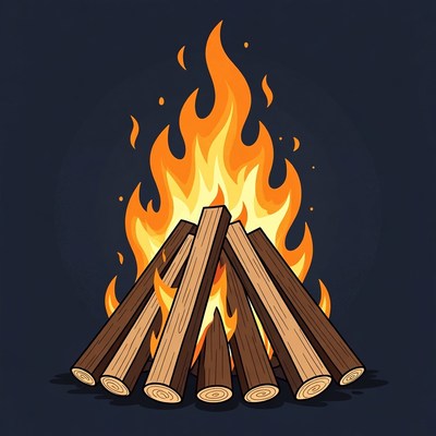 Burning Campfire Illustration
