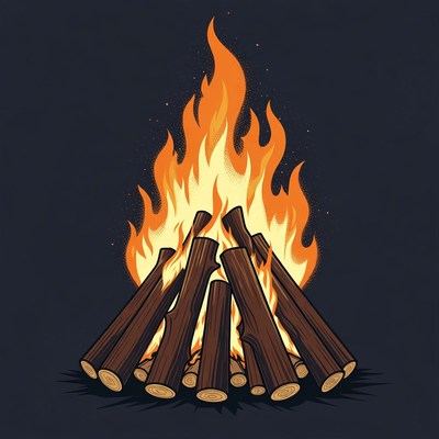 Blazing Campfire Illustration