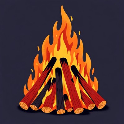 Burning Campfire Illustration