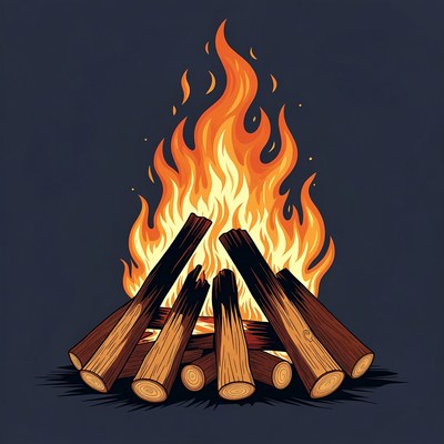 Blazing Campfire Illustration
