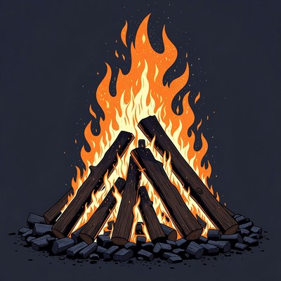 Blazing Campfire Illustration