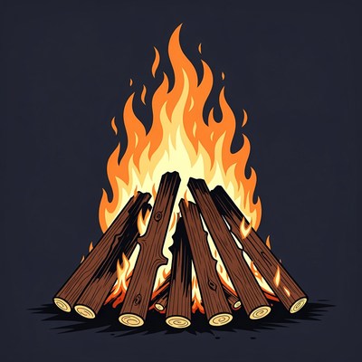 Burning Campfire Illustration