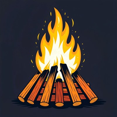 Campfire illustration with flames