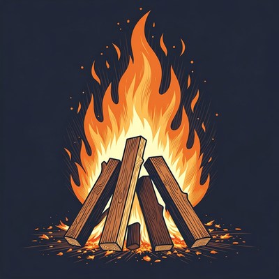 Burning Campfire Illustration