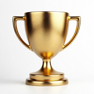 Golden Trophy on White Background