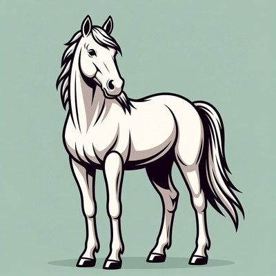 White horse illustration standing