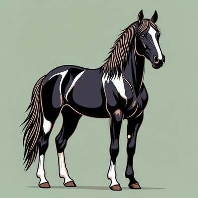 Black and white horse illustration