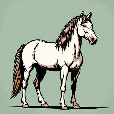 White horse illustration standing