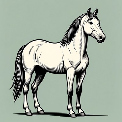 Black and white horse illustration
