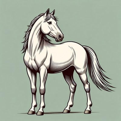 White horse illustration standing