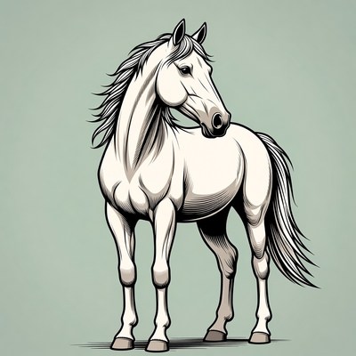 White horse illustration standing