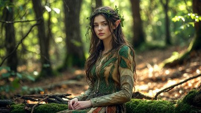 Beautiful elf woman in forest