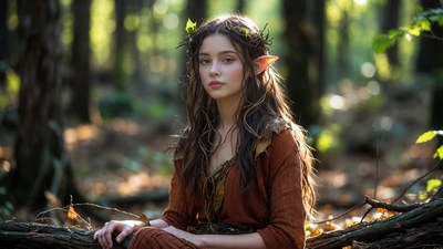 Elf girl in enchanted forest