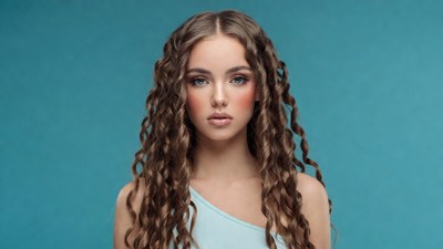Young woman with curly hair