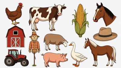 Farm Animals Clipart Illustration