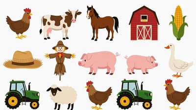 Farm Animals Clipart Illustration