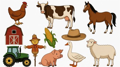Farm Animals Clipart Illustration