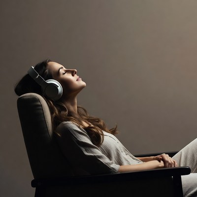 Woman listening to music with headphones