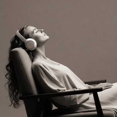 Woman listening to music with headphones