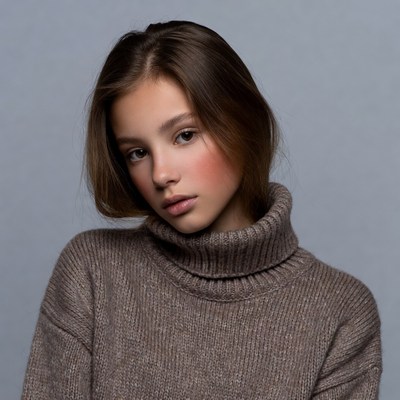 Teen girl in turtleneck sweater