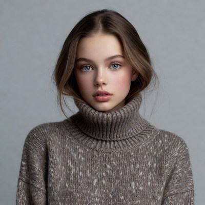 Teen girl in turtleneck sweater