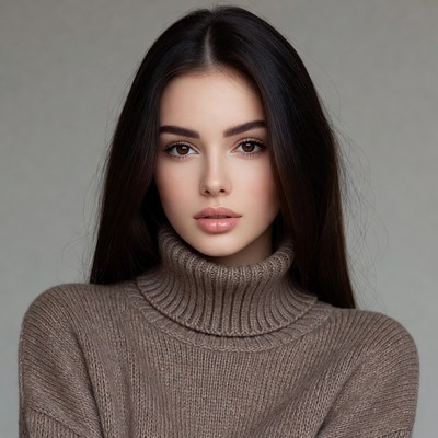 Woman in turtleneck sweater portrait