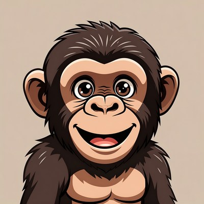 Cartoon baby chimpanzee smiling