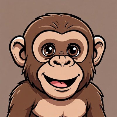 Cute cartoon monkey smiling
