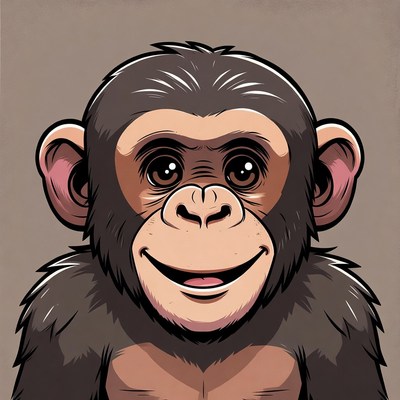 Cartoon baby chimpanzee smiling