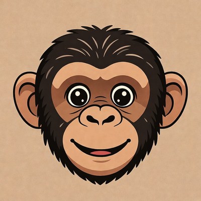 Cute cartoon chimpanzee face