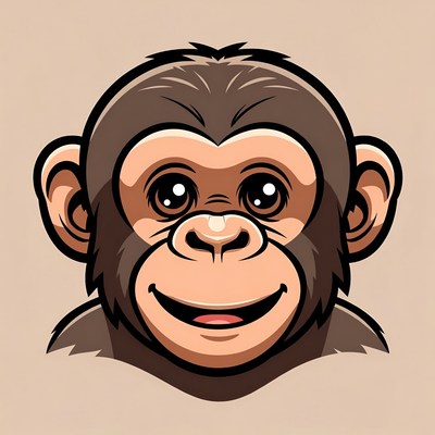Cute cartoon monkey face