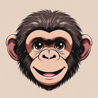 Cartoon Chimpanzee Smiling Face