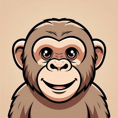 Cute cartoon monkey smiling