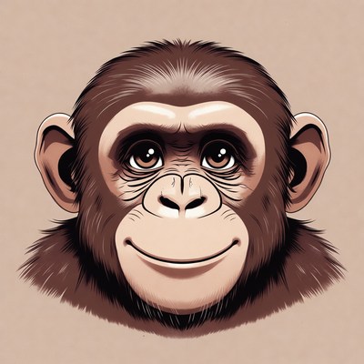 Cute smiling chimpanzee illustration