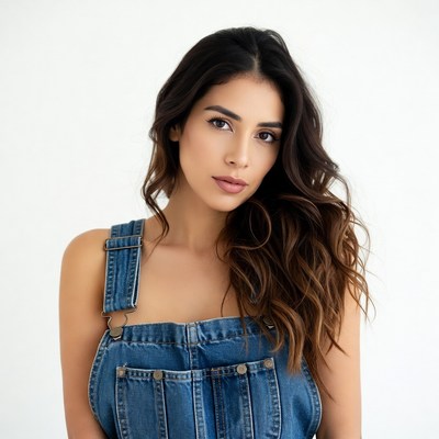 Woman in denim overalls