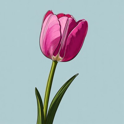 Pink tulip flower illustration