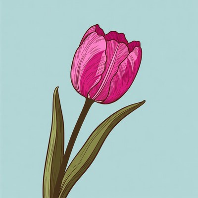 Pink Tulip Flower Illustration
