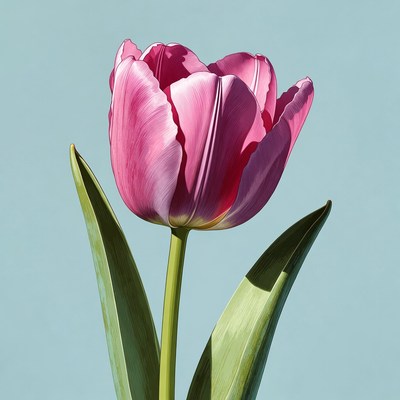 Pink Tulip on Blue Background