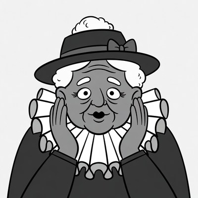 Elderly woman with shocked expression