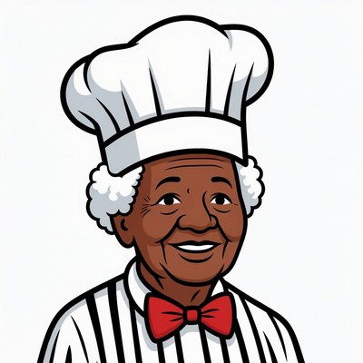 Elderly African-American chef smiling