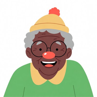Elderly African-American woman as clown