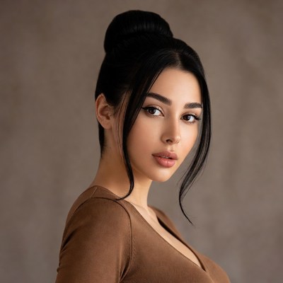 Woman with black bun hairstyle