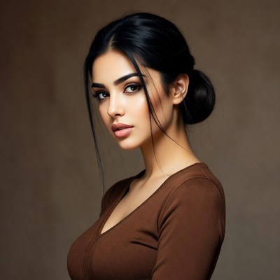 Beautiful woman with bun hairstyle