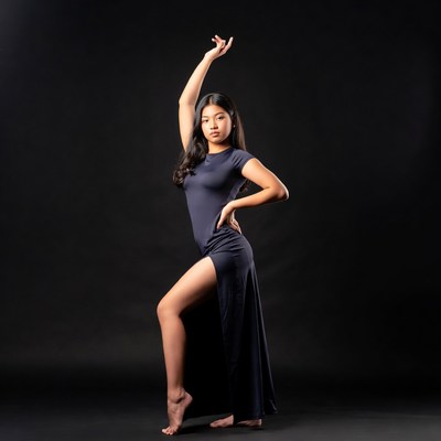 Asian girl dancing in slit dress