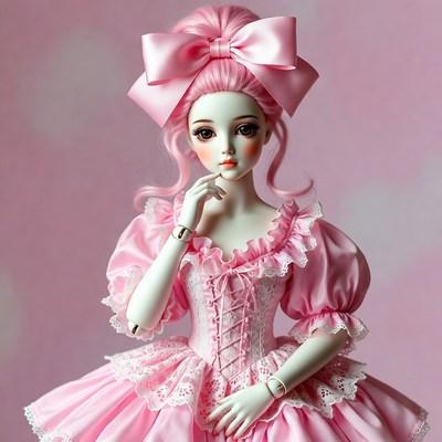 Pink Doll in Frilly Dress
