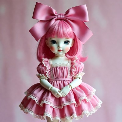 Pink Doll with Large Bow