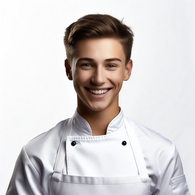 Young man chef smiling in uniform