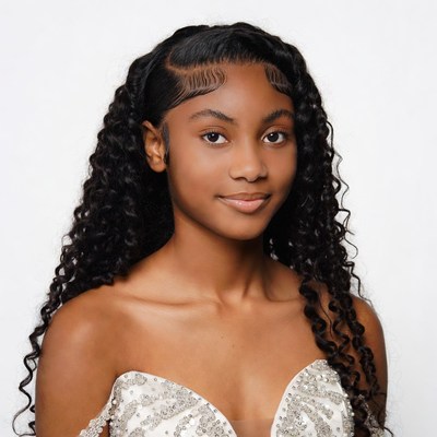 African-American woman in beaded gown