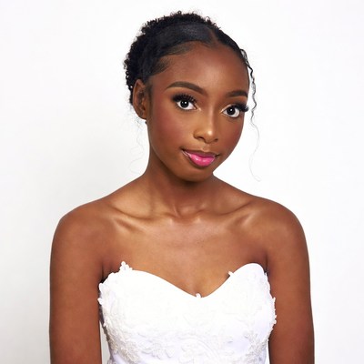African-American woman in white wedding dress